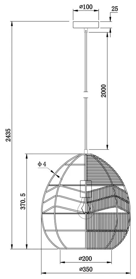 Czarna lampa wisząca WOOOD Adelaide, ø 35 cm