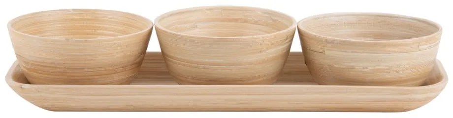 Bambusowy zestaw misek do serwowania w naturalnym kolorze Puro – PT LIVING