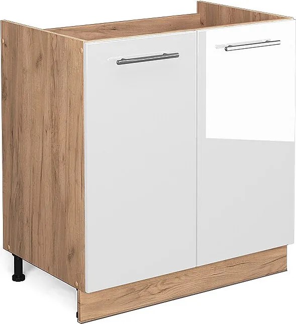 Szafka pod zlew biały wysoki połysk 80x51.6x82 fame-line