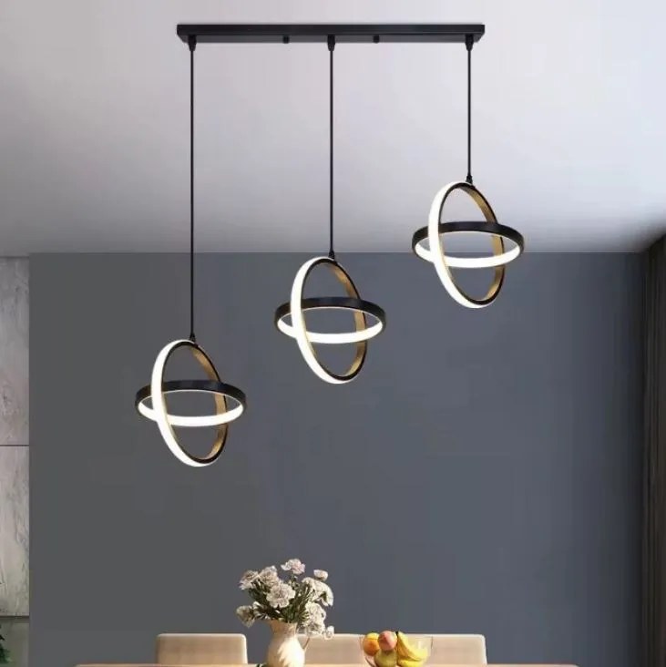 Lampa geometryczna LED klosz wisząca sufitowa AT54-3SL-Black