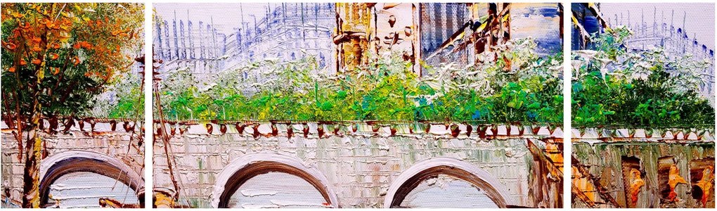 Obraz - Obraz olejny przedstawiający miasto (170x50 cm)