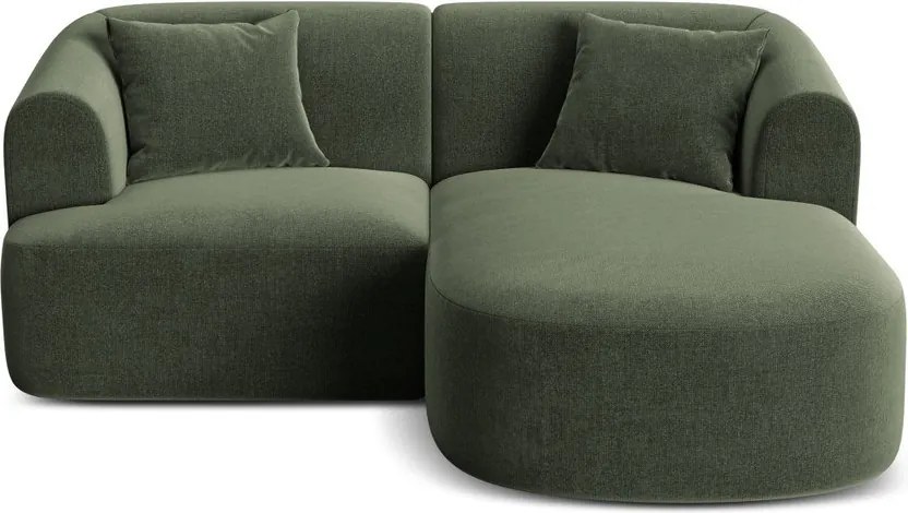 Zielony aksamitny narożnik (prawostronny/z szezlongiem) Campi – Cosmopolitan Design