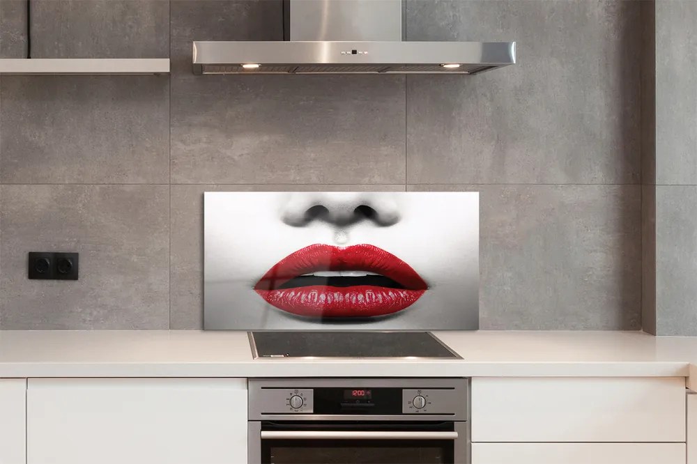 Szklany Panel Czerwone Usta i Nos Kobiety