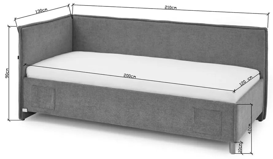 Szare łóżko dziecięce ze schowkiem 120x200 cm Fun – Meise Möbel