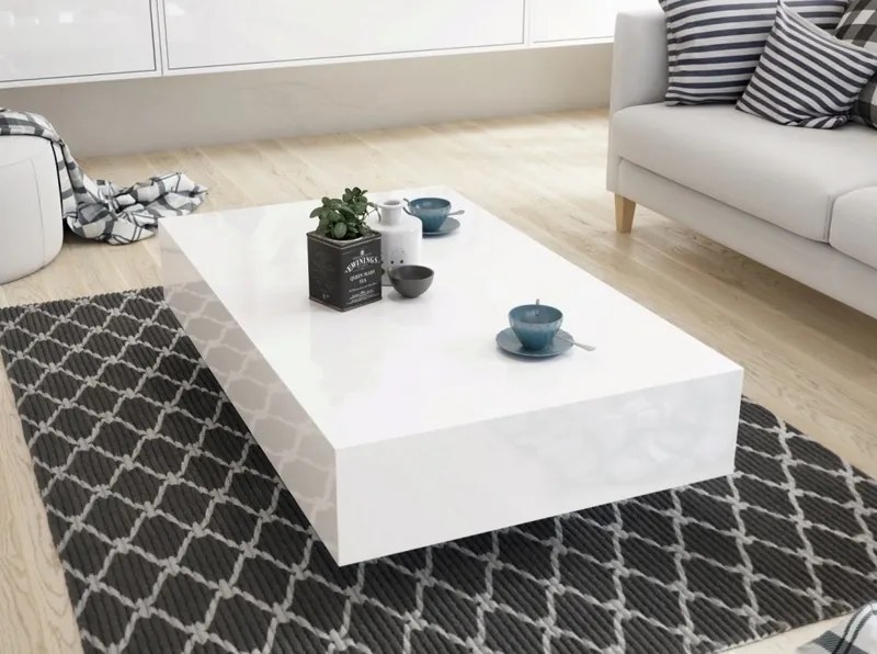 Stolik kawowy w wysokim połysku Iron 100x60 biały