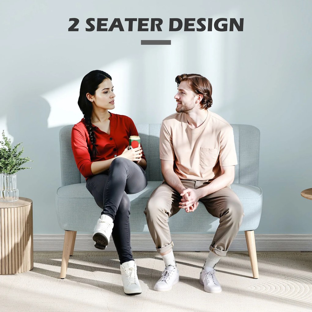 HOMCOM 2-osobowa sofa, miękkie obicie, łatwa w pielęgnacji, udźwig do 220 kg, 117 x 56,5 x 77 cm, jasny zielony | Aosom PL