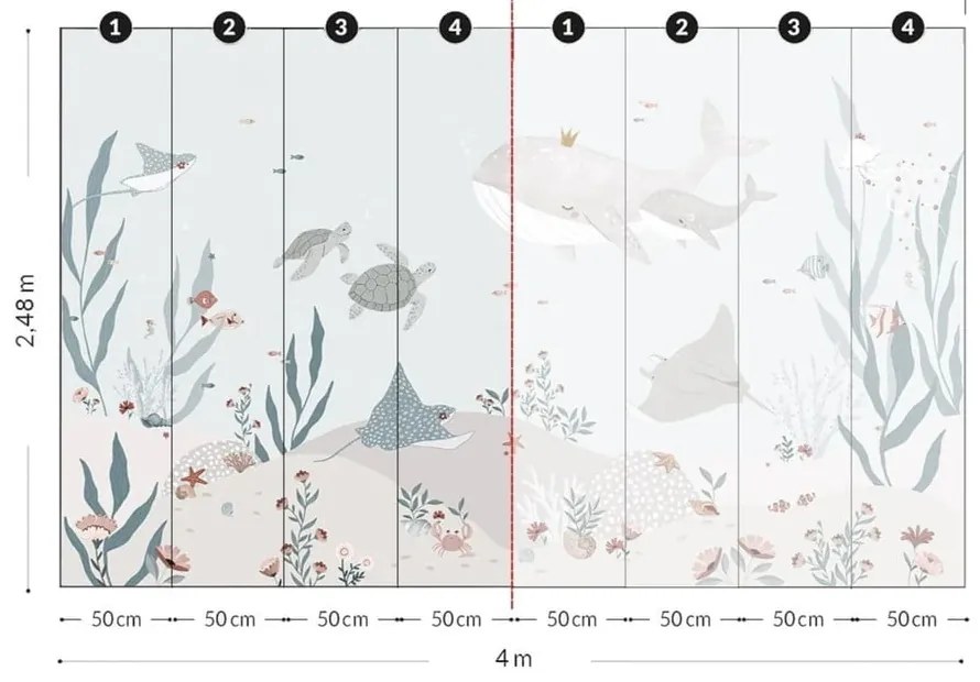 Tapeta dziecięca 400 cm x 248 cm Dreamy Seabed – Lilipinso