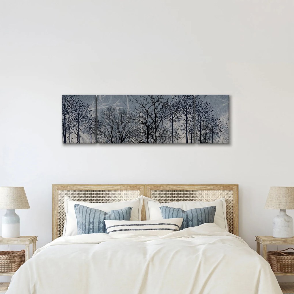Obraz - Sylwetki drzew z liśćmi (170x50 cm)