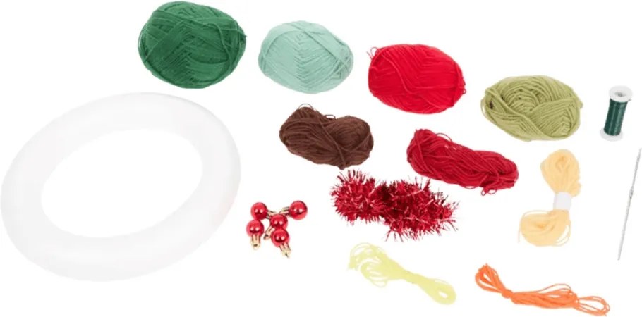 Zestaw kreatywny CHRISTMAS WREATH do szydełkowania świątecznego wieńca
