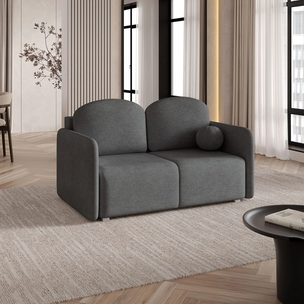 Masseno Sofa SUVI II z funkcją spania i pojemnikiem na pościel, Rozkładana sofa - Szary, NEVE 90