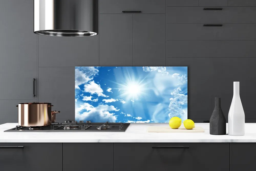 Szkło Ozdobne do Kuchni Błękitne Niebo z Obłokami