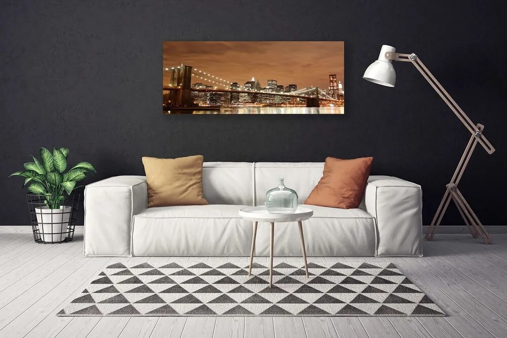 Duży obraz na płótnie Miejski Most o Zmierzchu