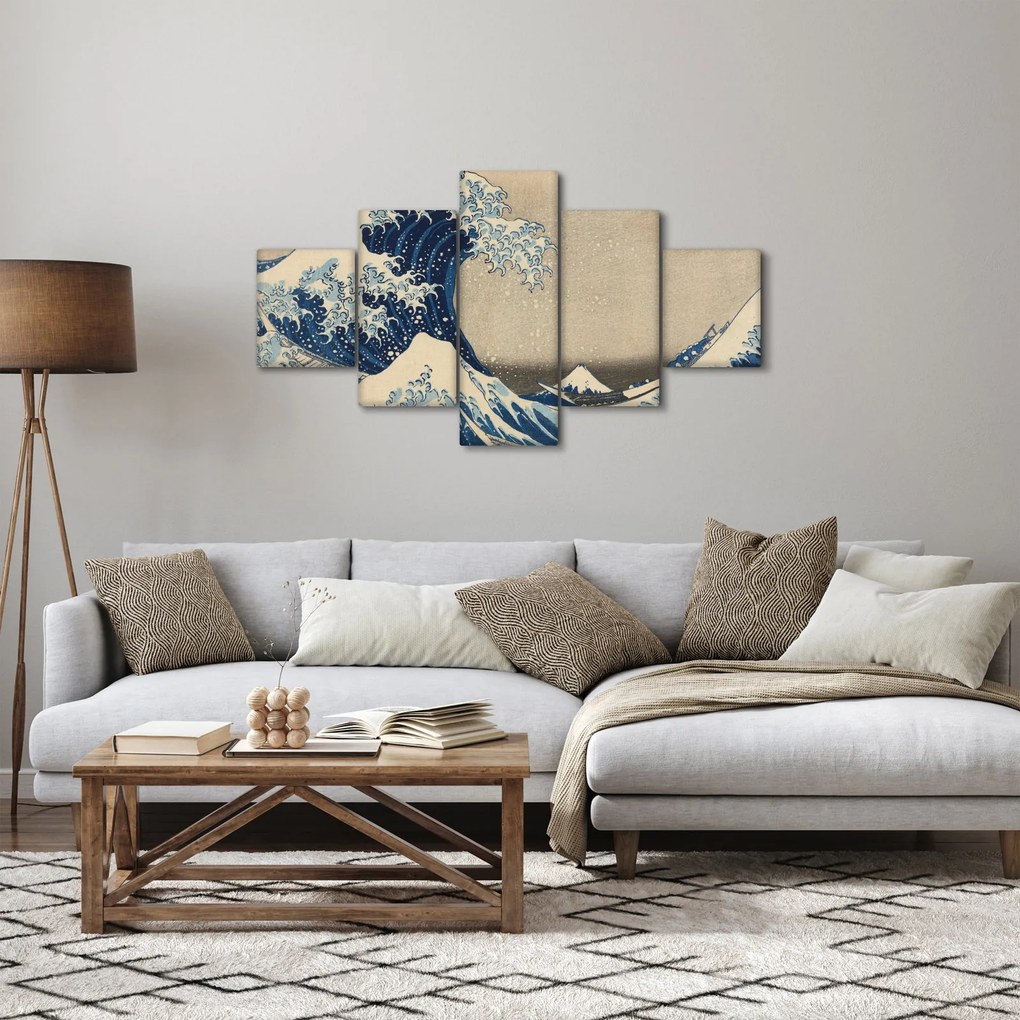 Obraz - Katsushika Hokusai, Under the Wave off Kanagawa, reprodukcje (125x70 cm)