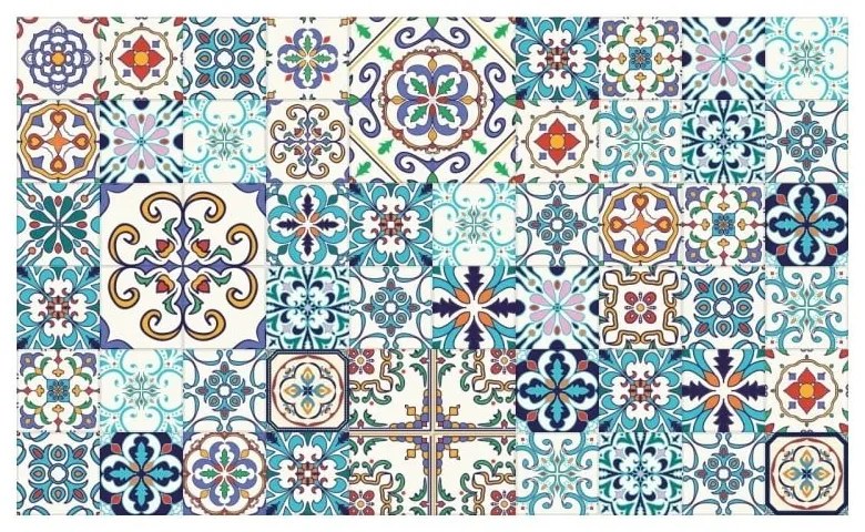 Zestaw 60 naklejek ściennych Ambiance Tiles Azulejos Antibes, 10x10 cm