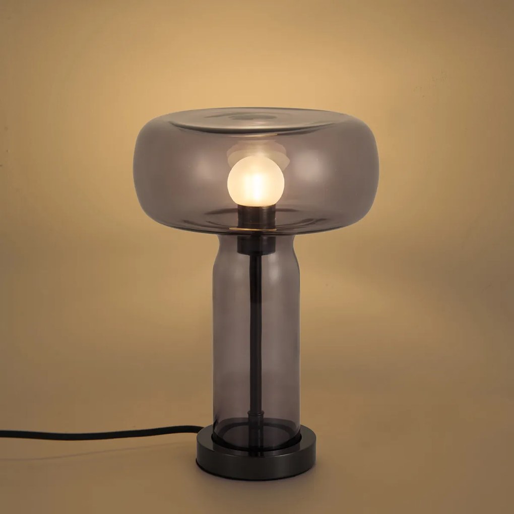 Lampa stołowa Hotel Chic grafitowa z przydymionym szkłem - Amara