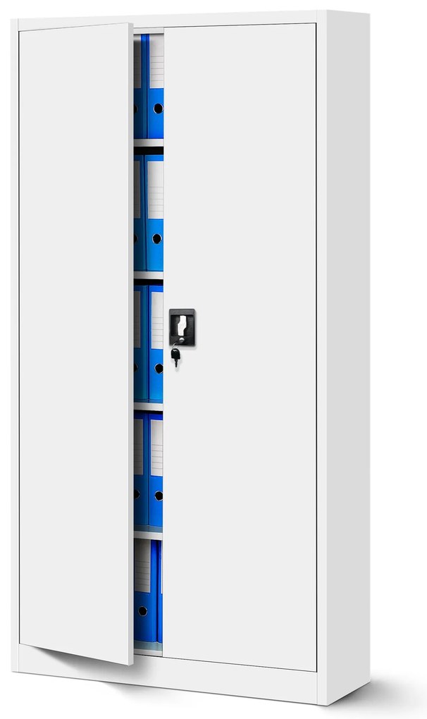 Zestaw 4x szafa biurowa metalowa na akta biała, 900x1850x400 mm: JAN