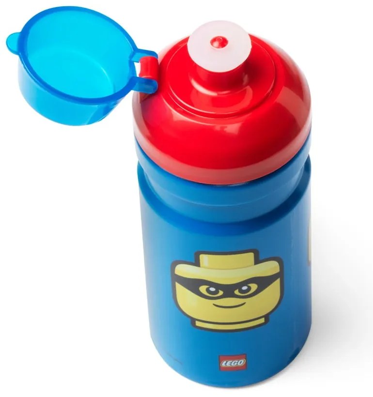 Niebieska butelka na wodę z czerwoną zakrętką LEGO® Iconic, 390 ml