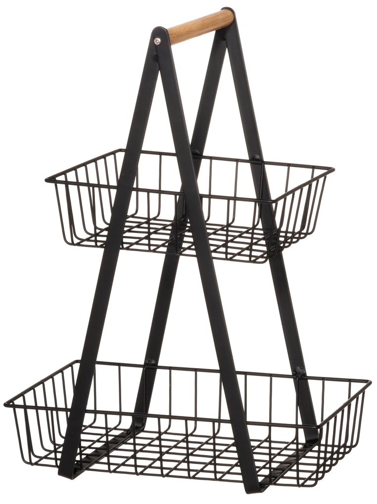 Dwupoziomowy stojak do przechowywania z bambusową rączką