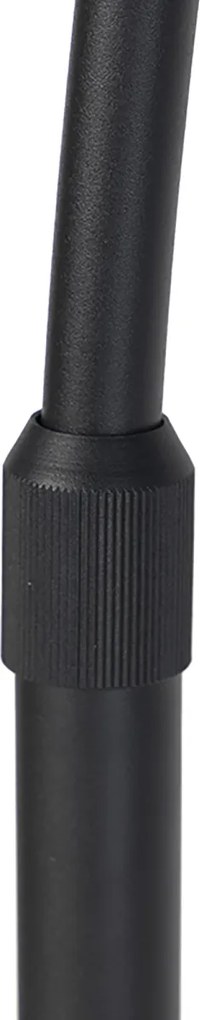Nowoczesna lampa łukowa czarna z orientalnym abażurem i bambusowym kloszem 50 cm - XXL Rina
