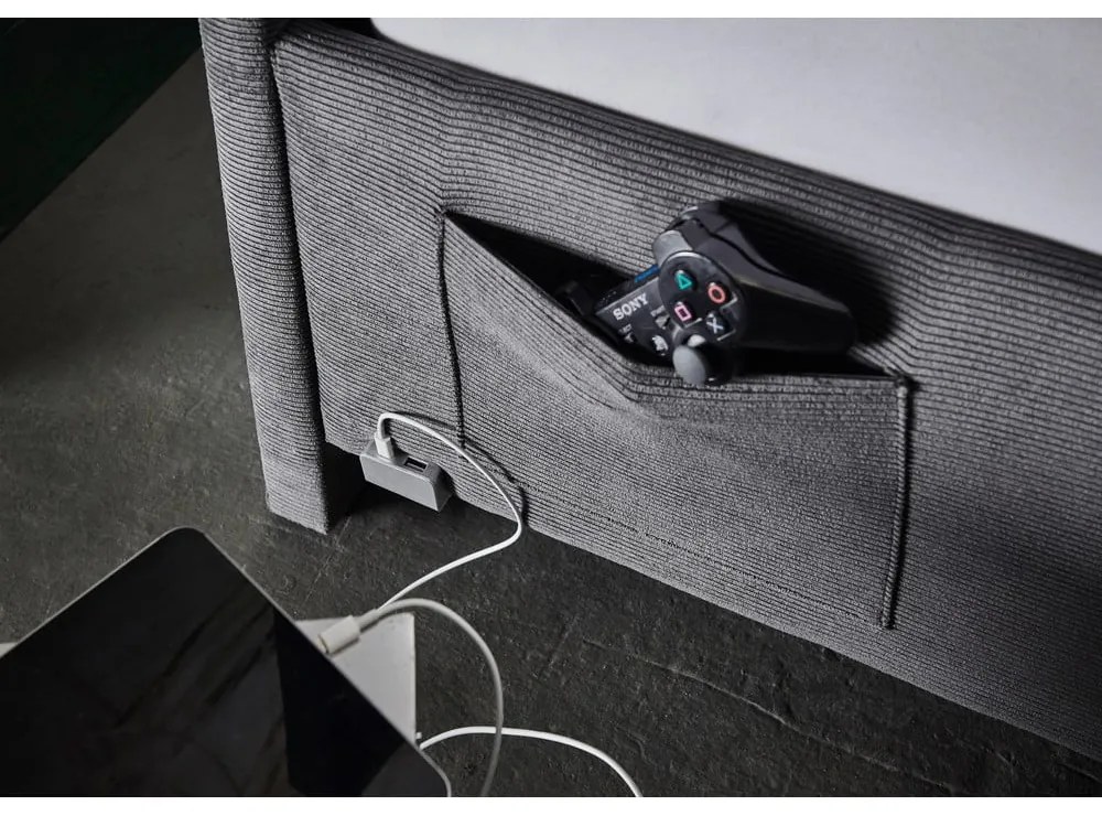 Antracytowe tapicerowane łóżko dziecięce bez stelaża 120x200 cm Cool – Meise Möbel