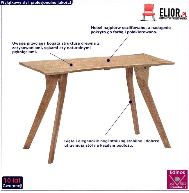 Stół drewniany Kotis – jasnobrązowy