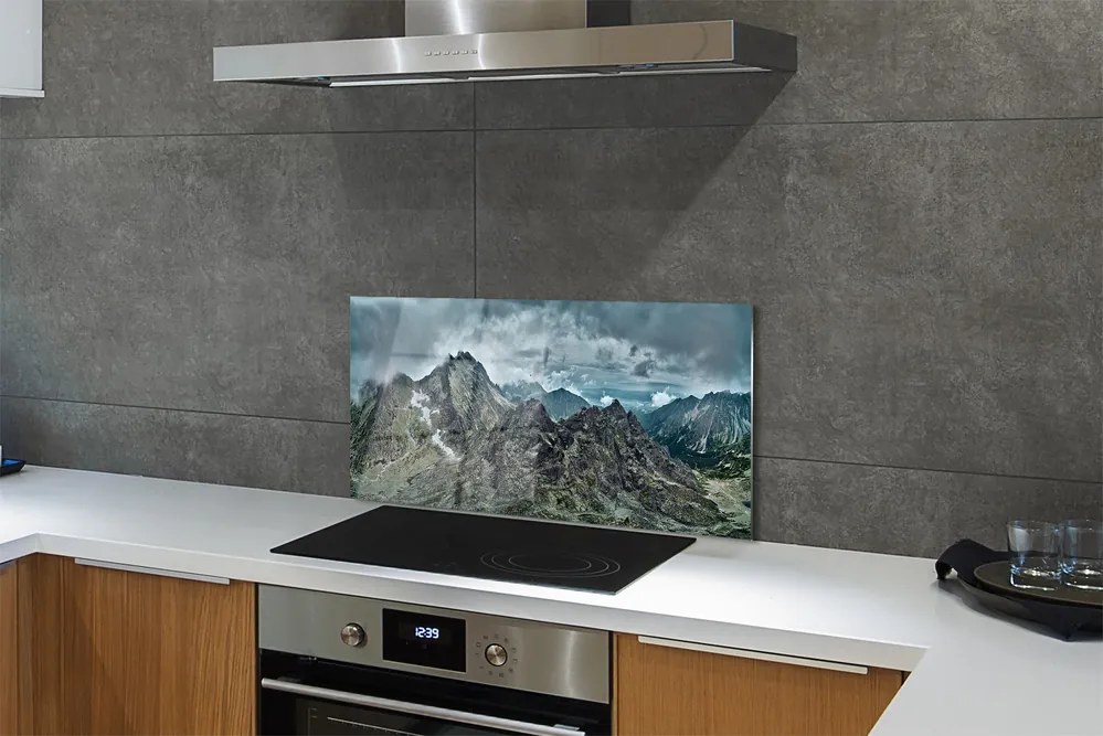 Panel szklany do Kuchni Surowe Skalne Szczyty