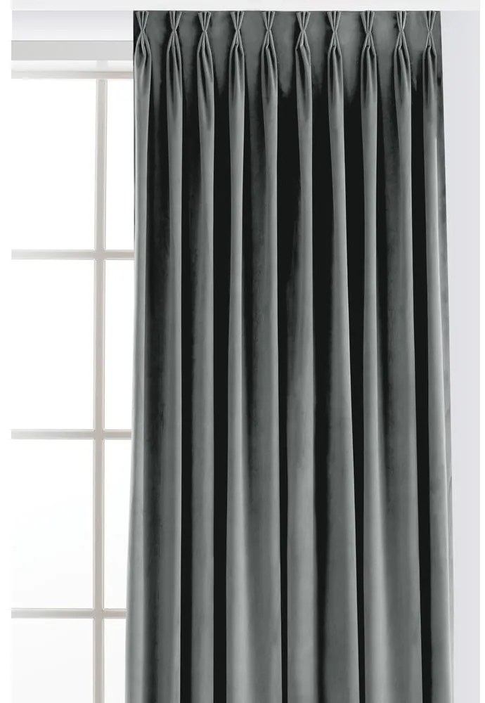 Szara aksamitna zasłona częściowo zaciemniająca (dimout) 400x270 cm Velto – Filumi