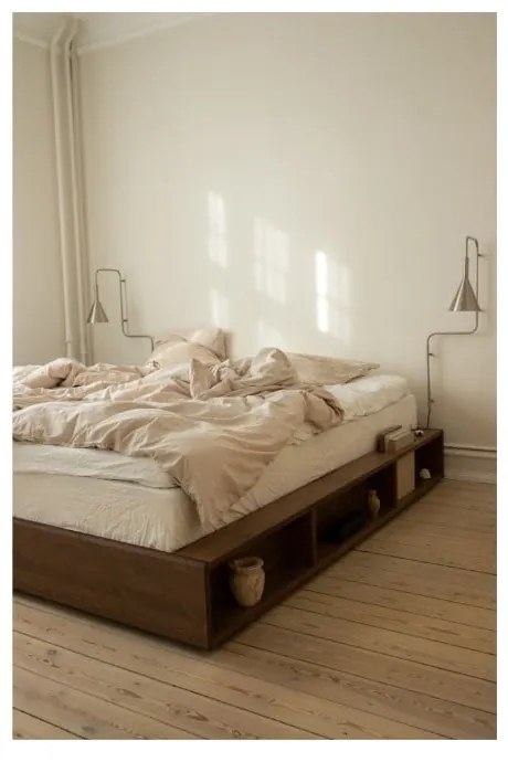 Brązowe łóżko dwuosobowe z drewna sosnowego ze stelażem 160x200 cm Ziggy – Karup Design