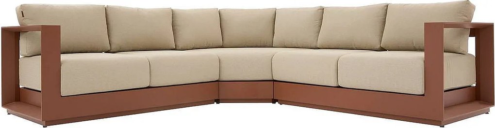 Narożny zestaw aluminiowy dla 5 osób MADRID NEW (terakotowy)