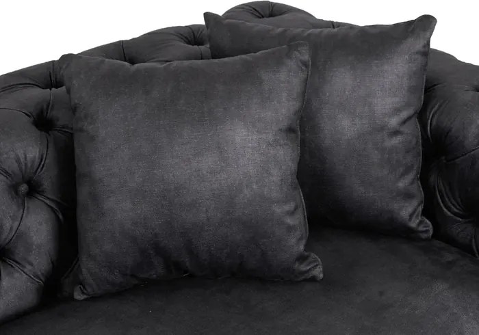 Sofa SORRENTO 3S Trzyosobowa Czarna Welurowa Glamour