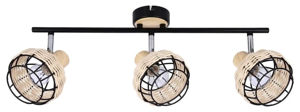 Czarno-kremowa lampa sufitowa z metalowo-rattanowym kloszem ø 12 cm Tajga – Candellux Lighting