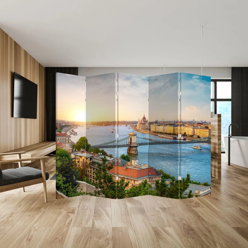 Parawan - Miasto Budapeszt z rzeką (210x170 cm)