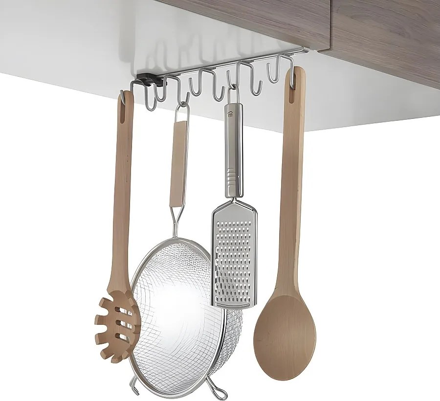 Wieszak Metalowy Metaltex MY-HOOKS z 10 Haczykami, Wykończenie Srebrne Polytherm®, Wyprodukowany we Włoszech