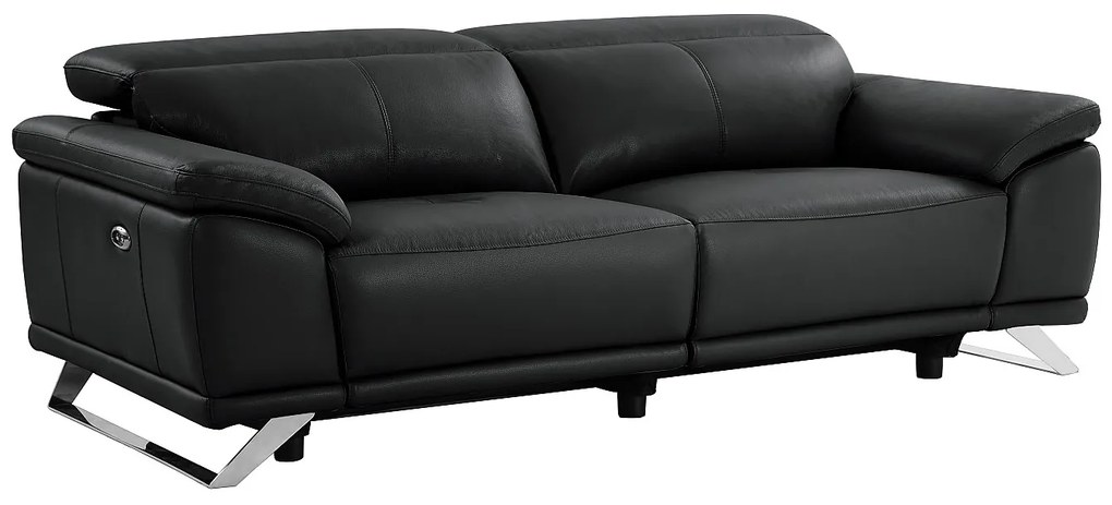 Kanapa 3-osobowa rozkładana, elektryczna z czarnej skóry AZIDEE II