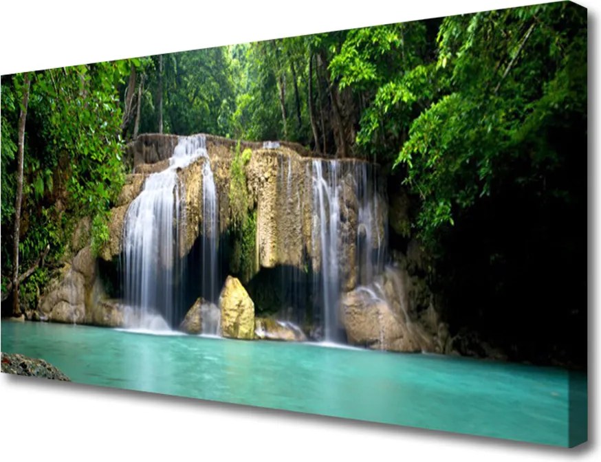 Obraz na płótnie Wodospad w Cieniu Drzew