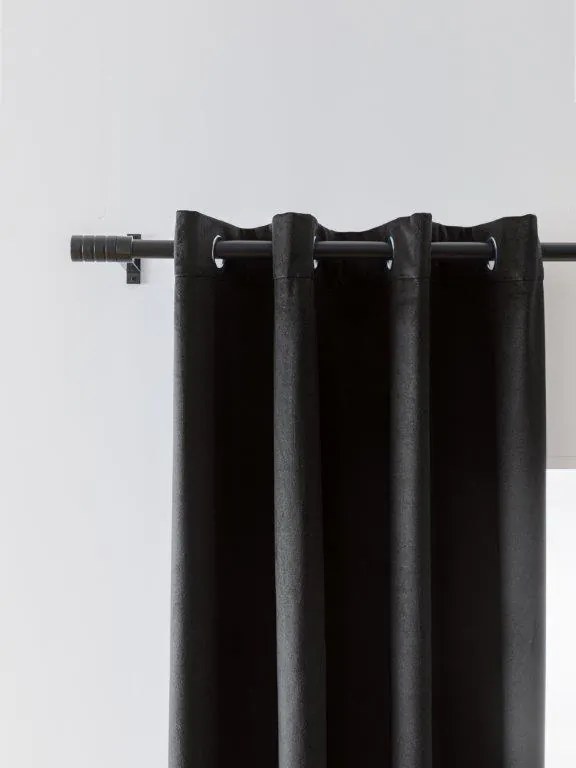 Zasłona zaciemniająca VELVET czarna 140x250 cm (2 szt.), metalowe kółka