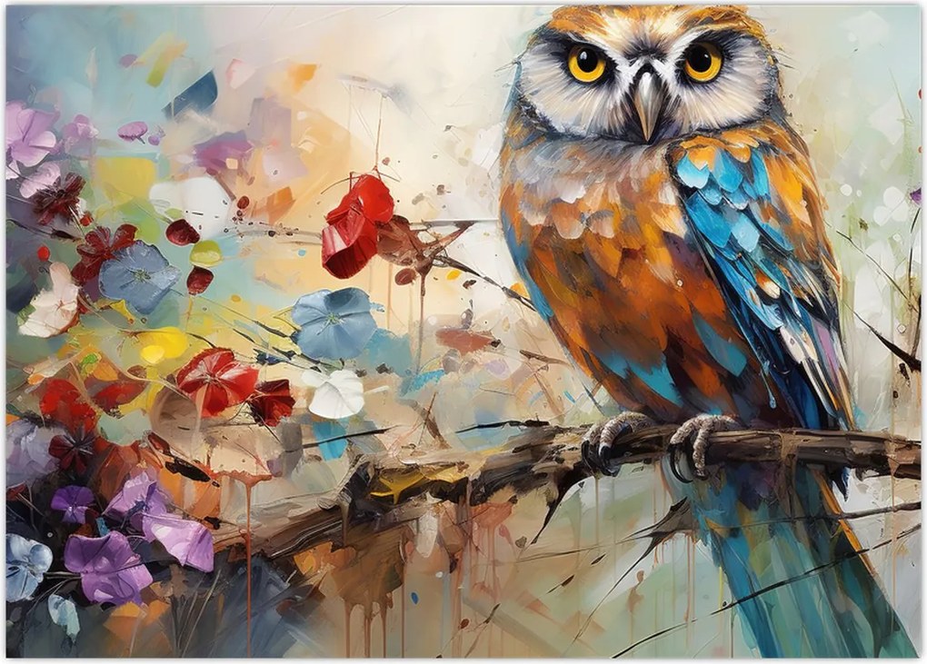 Obraz na szkle - Malowana sowa (70x50 cm)