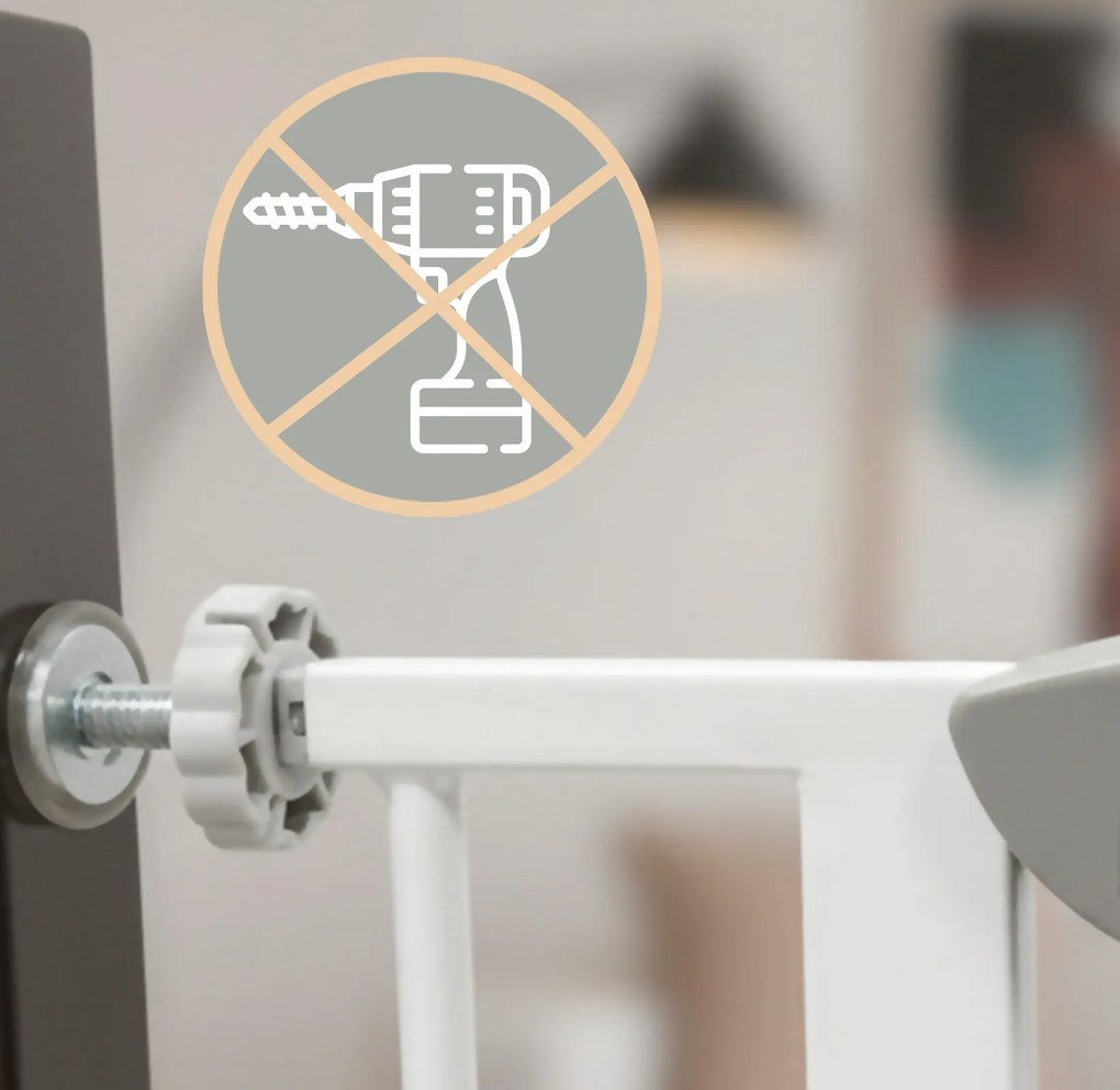 Bramka barierka zabezpieczająca na schody i drzwi biała