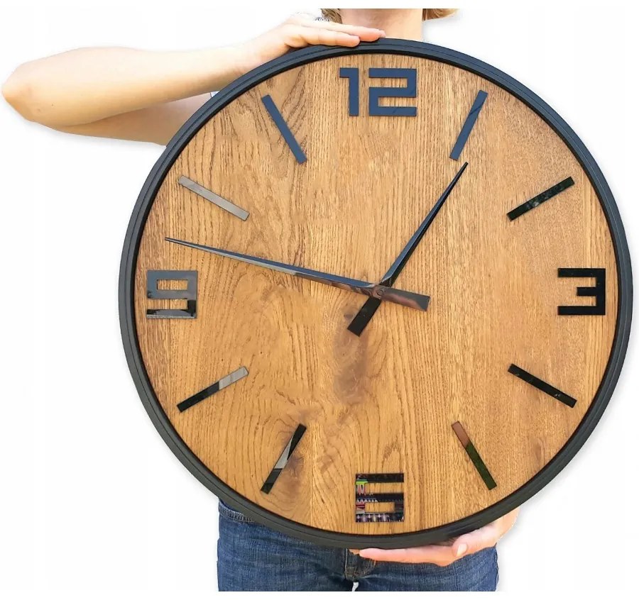 Zegar na ścianę nowoczesny drewniany z cichym mechanizmem okrągły solidny