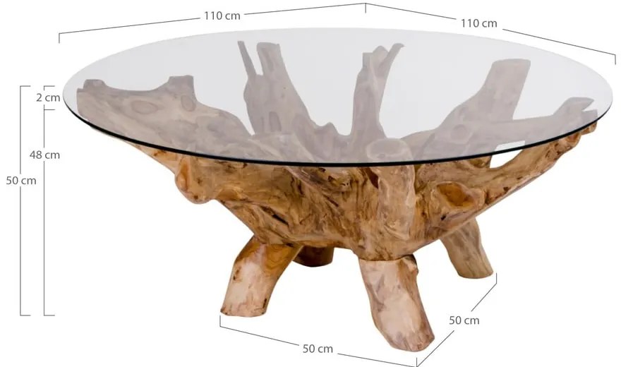 Okrągły stolik ze szklanym blatem ø 110 cm Amazonas – House Nordic