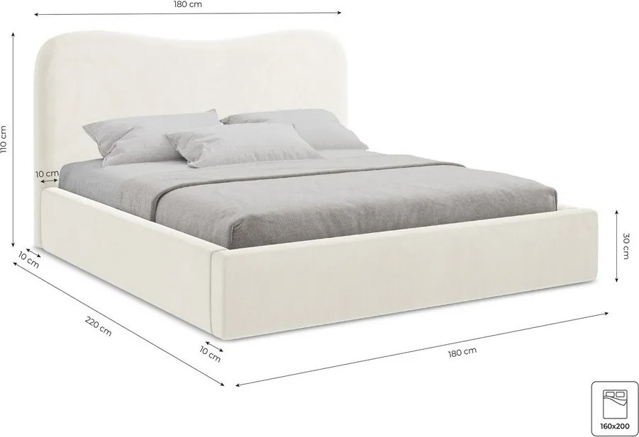 Zielone tapicerowane łóżko dwuosobowe ze schowkiem i stelażem 160x200 cm Kahai – Makamii