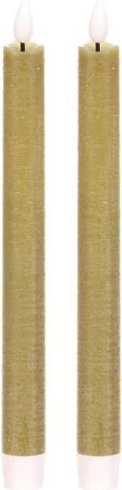 Zestaw świec stożkowych z oświetleniem LED,zielone, 2 szt., parafinowe, 25 cm