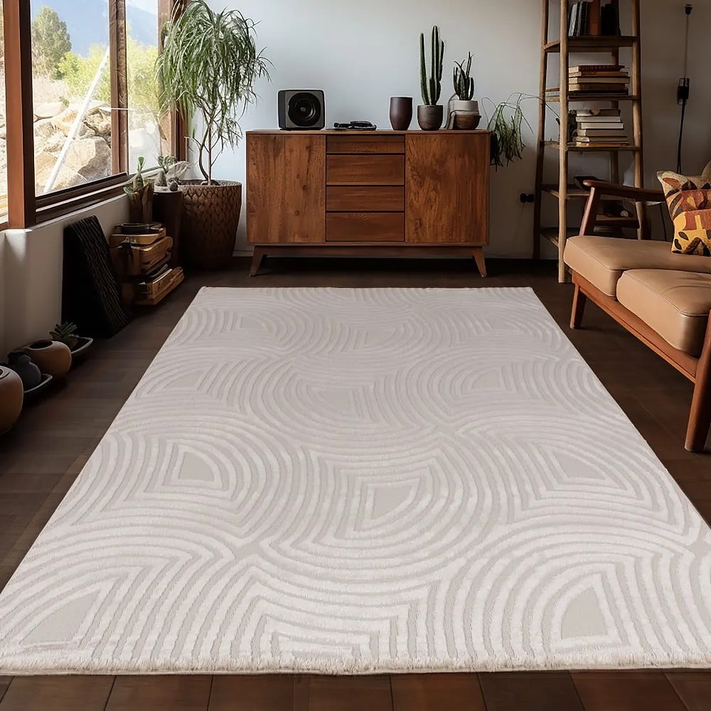 Dywan 3D nowoczesny Sahara Geometria beżowy 280 cm x 370 cm