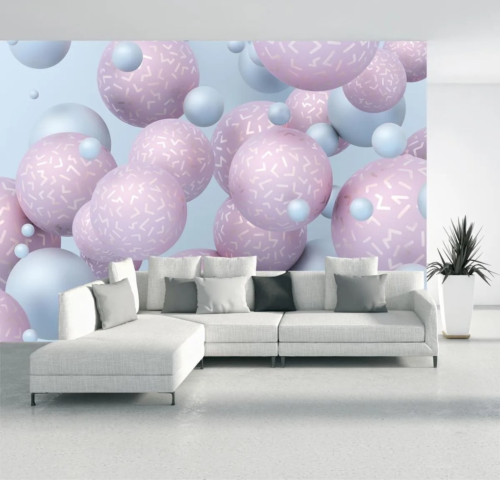 Fototapeta - Abstrakcja, pastelowe kule (196x136 cm)