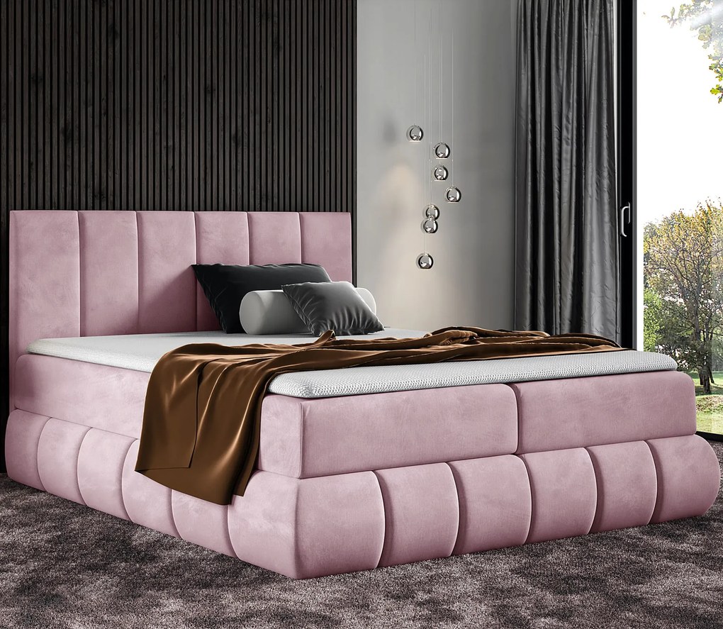 Różowe pikowane łóżko kontynentalne 5 rozmiarów S9-H20