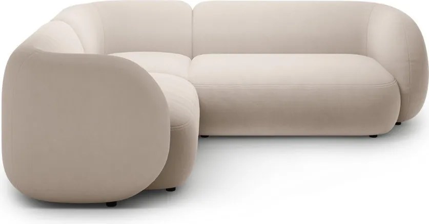 Beżowy aksamitny narożnik (lewostronny/w kształcie litery L) Kate – Micadoni