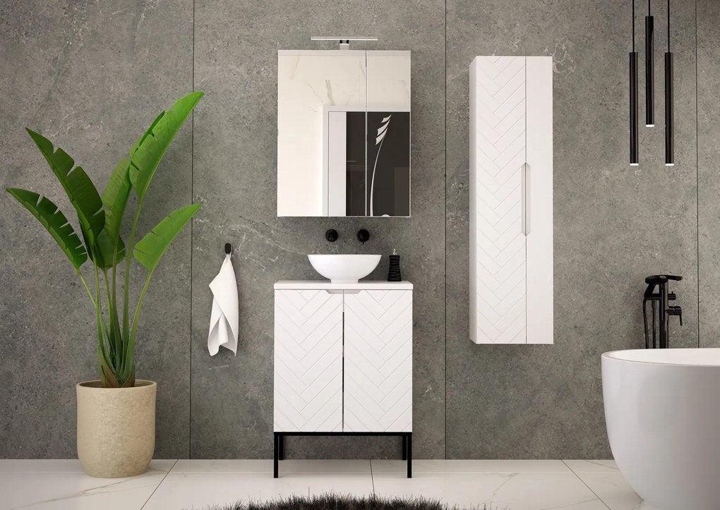 Szafka pod umywalkę nablatową Aspen 09, biały mat/czarny, 60 cm - zestaw 1