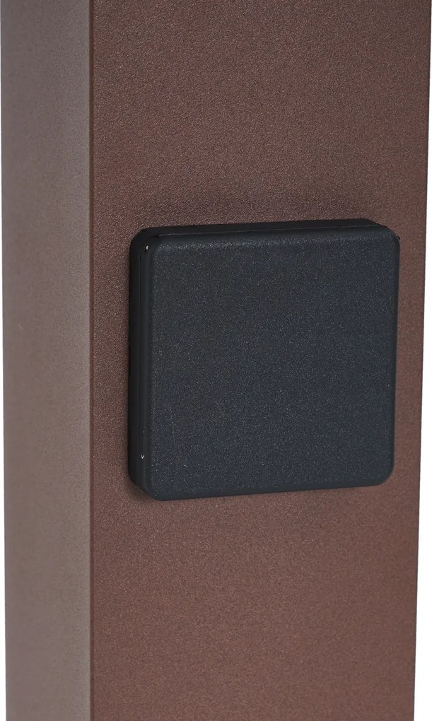 Industrialna lampa zewnętrzna słupkowa rdzawobrązowa z przydymionym szkłem 70 cm z czujnikiem zmierzchu IP44 - Dania