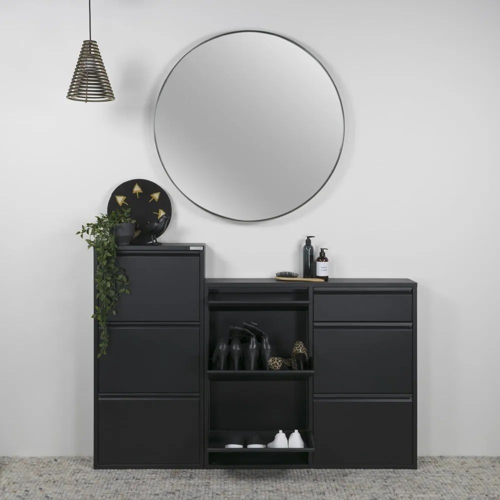 Czarna metalowa uchylna szafka na buty 98x86x15 cm Billy – Spinder Design