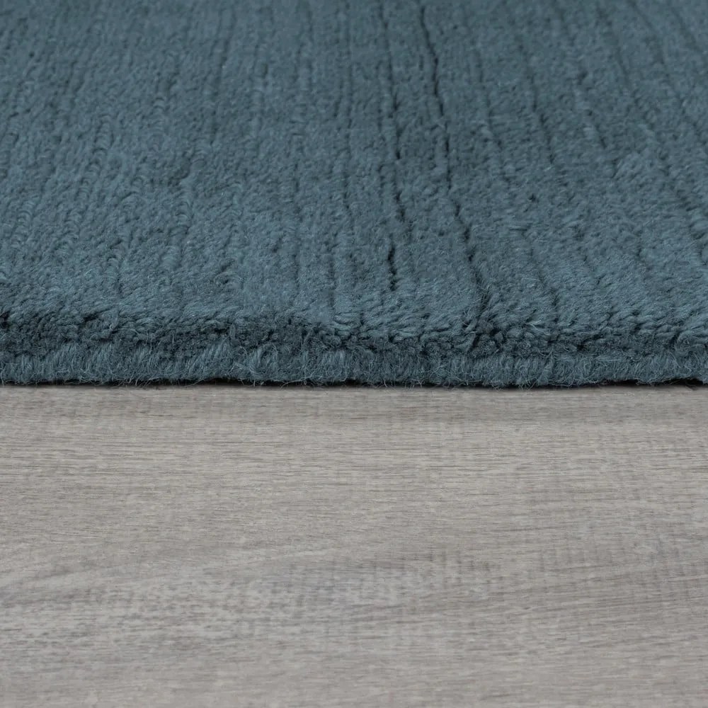 Niebieski wełniany dywan tkany ręcznie 160x230 cm Textured Wool Border – Flair Rugs
